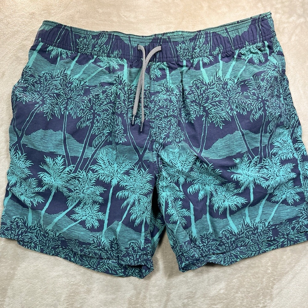 Reyn Spooner Swim Trunks Men's Large Leaves Logo Mesh Lined Tie Waist Beach